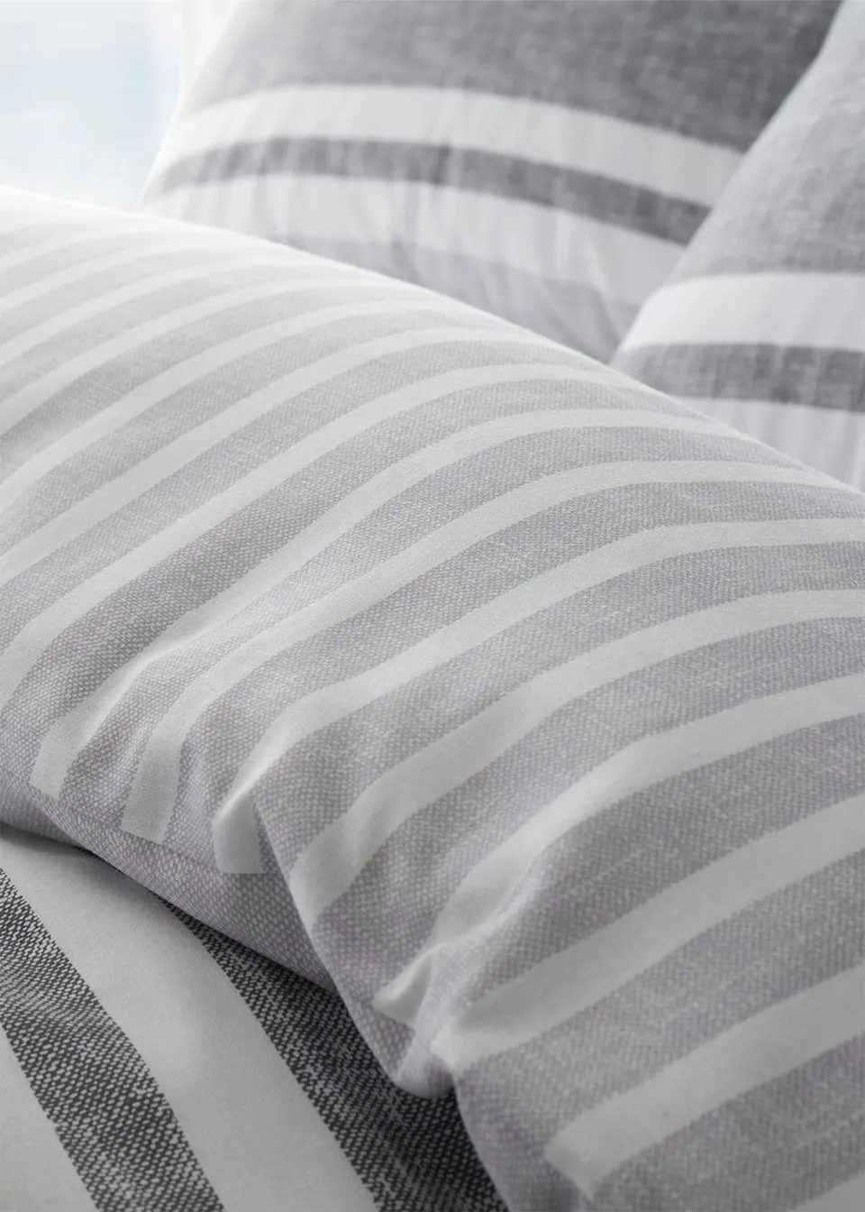 Catherine Lansfield Textured Banded Stripe Duvet Cover