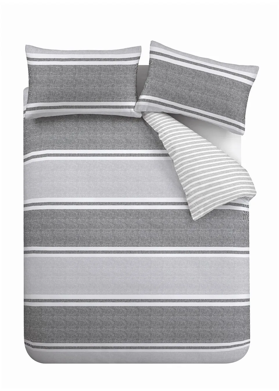Catherine Lansfield Textured Banded Stripe Duvet Cover
