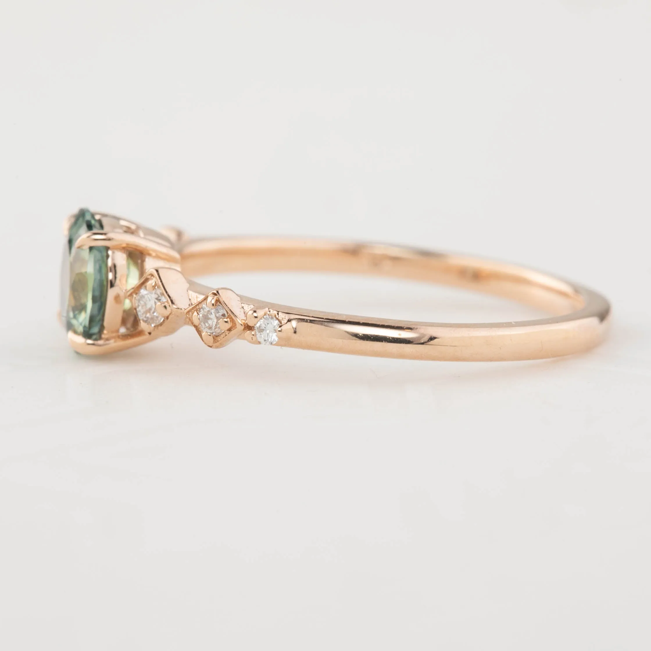 Celeste Ring - 0.89ct Light Green Montana Sapphire, 14k Rose Gold (One of a kind)