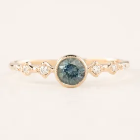 Celeste Ring 4.5mm 0.45ct Blue Green Montana Sapphire, 14k Rose Gold