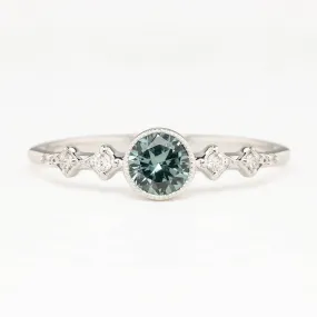 Celeste Ring 4.75mm 0.50ct Green Queensland Sapphire Ring, 14k White Gold