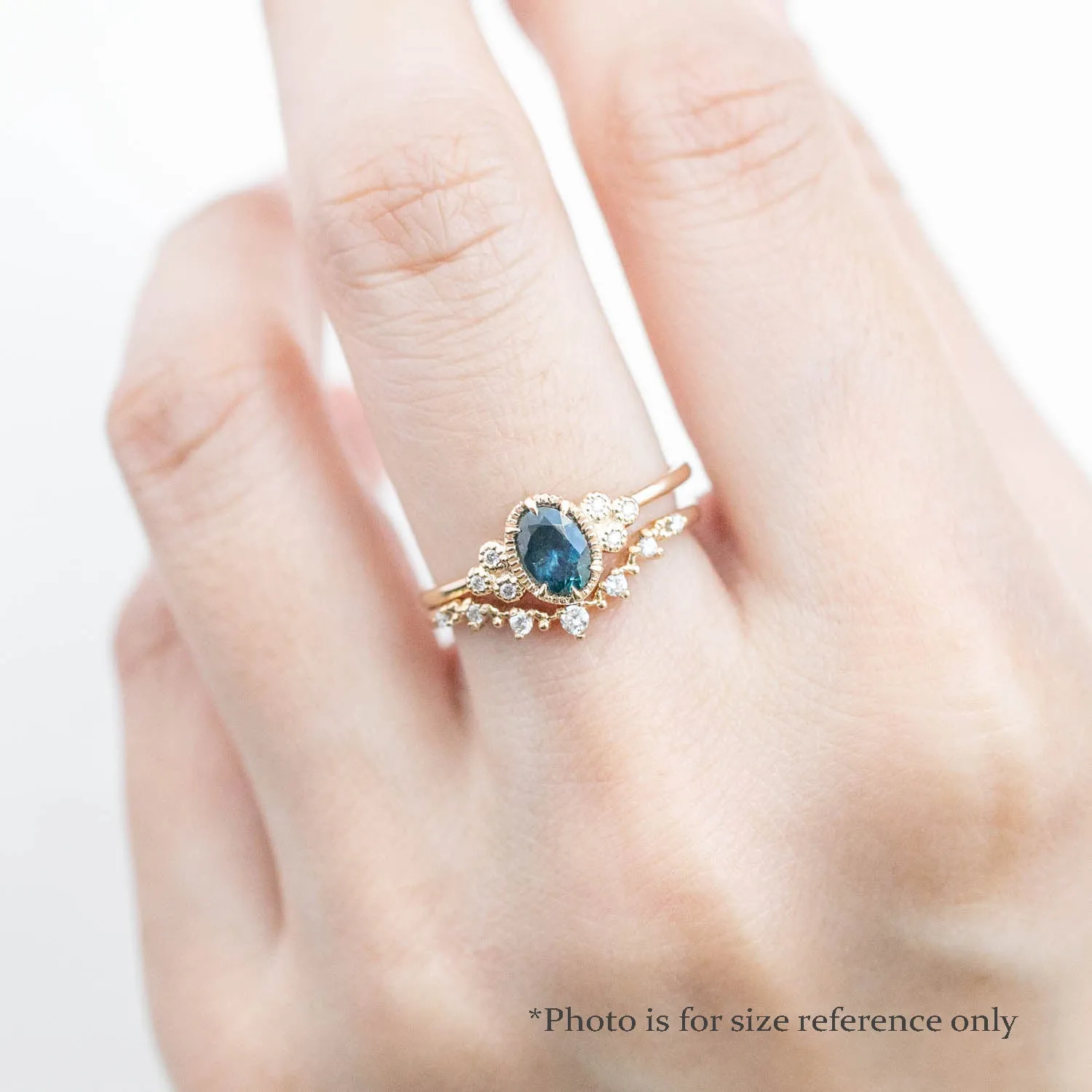 Celine Ring 6x4mm 0.60ct Blue Green Montana Sapphire, 14k Yellow Gold