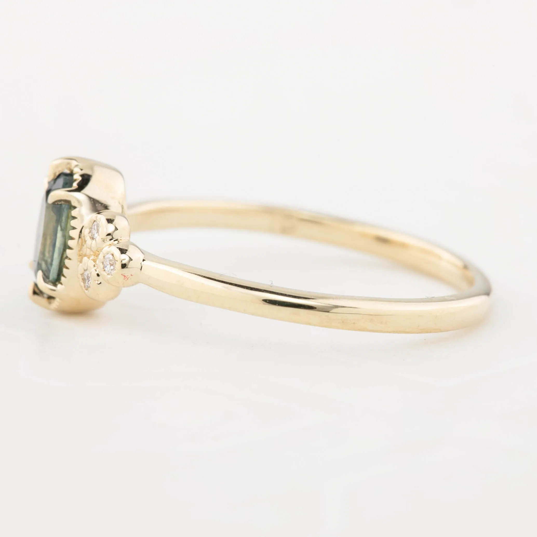 Celine Ring 6x4mm 0.60ct Blue Green Montana Sapphire, 14k Yellow Gold