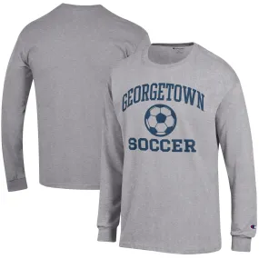 Champion Georgetown Hoyas Heather Gray Soccer Icon Long Sleeve T-Shirt