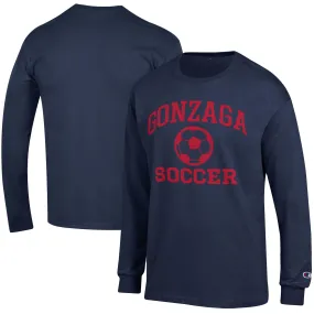 Champion Gonzaga Bulldogs Navy Soccer Icon Long Sleeve T-Shirt