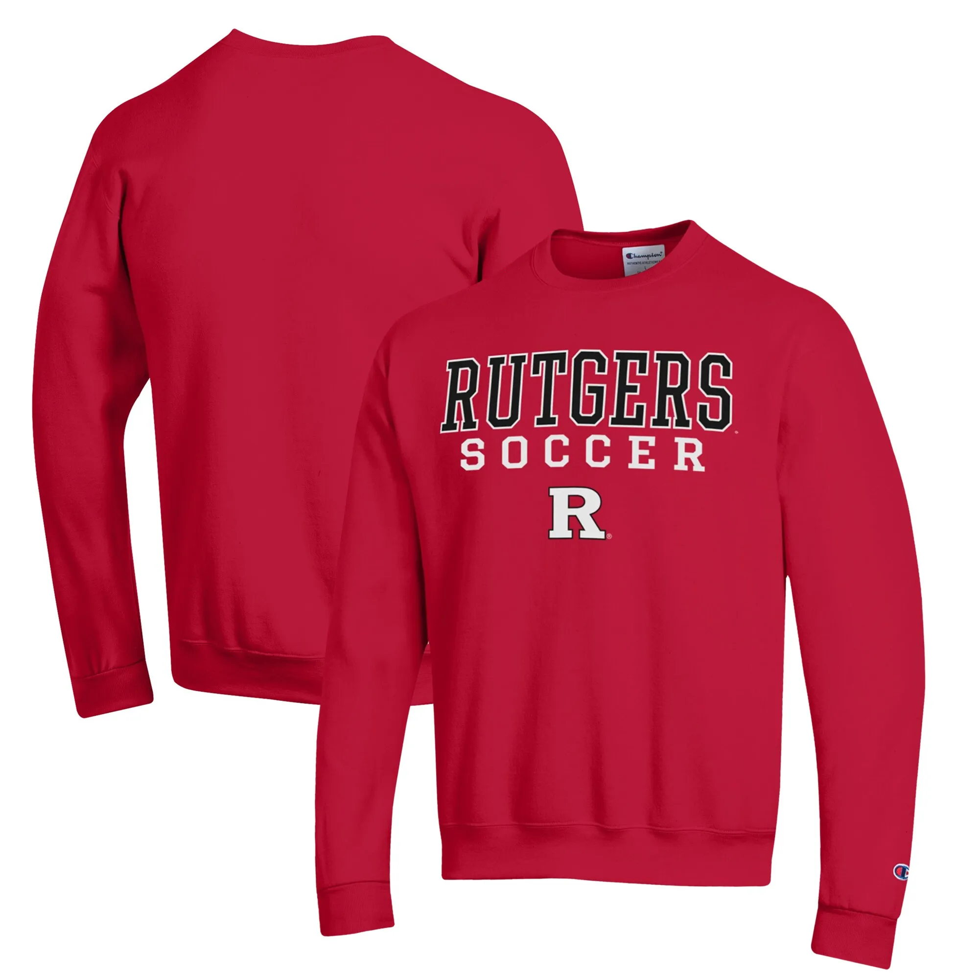 Champion Rutgers Scarlet Knights Scarlet Soccer Stack Logo Powerblend Pullover Sweatshirt
