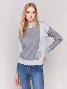 Charlie B Color Block Sweater Heather Grey