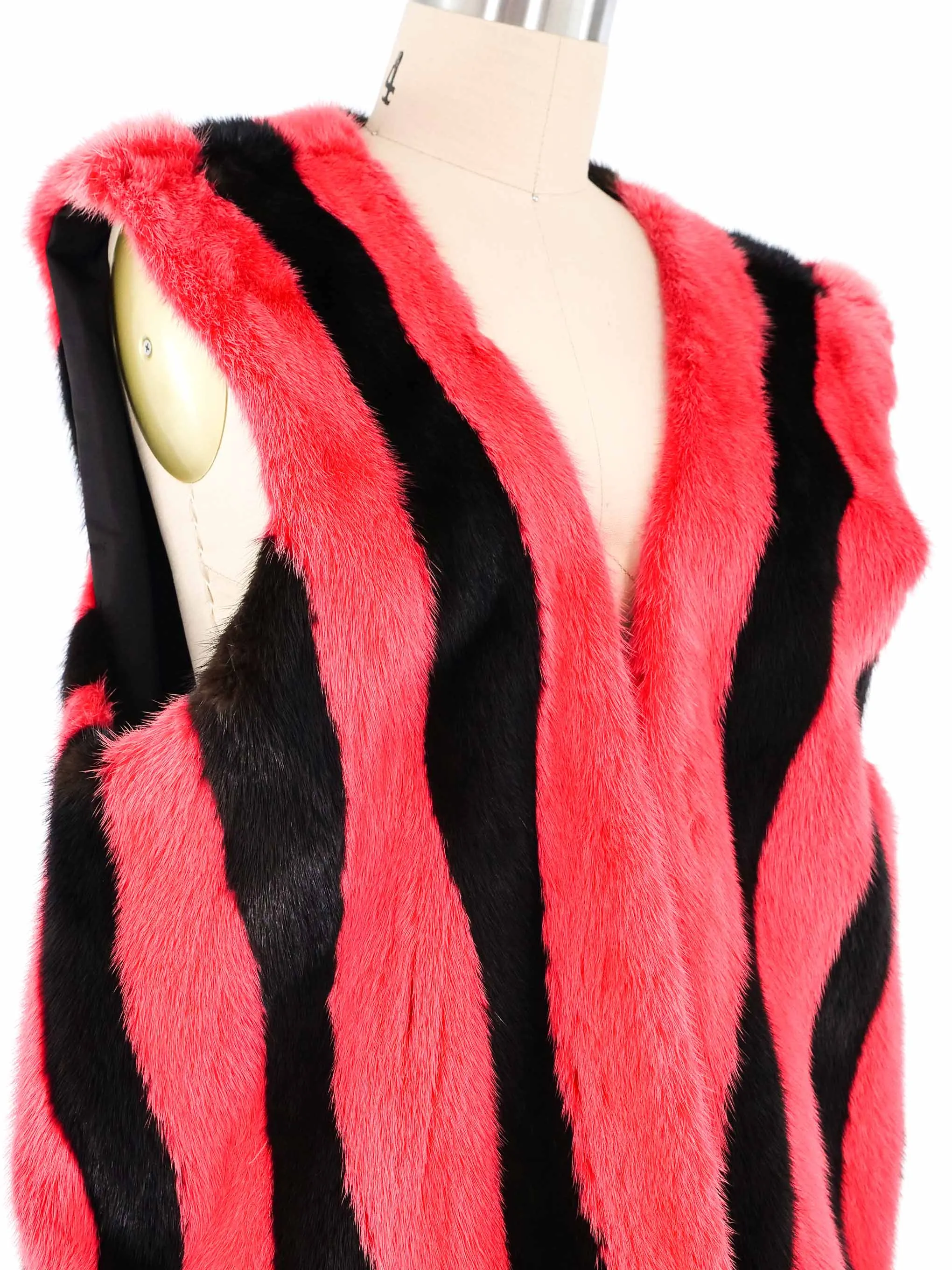 Cherry Striped Mink Fur Vest