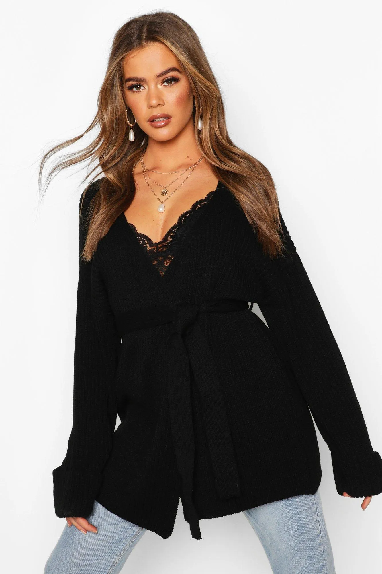 Chunky Rib Knit Wrap Cardigan