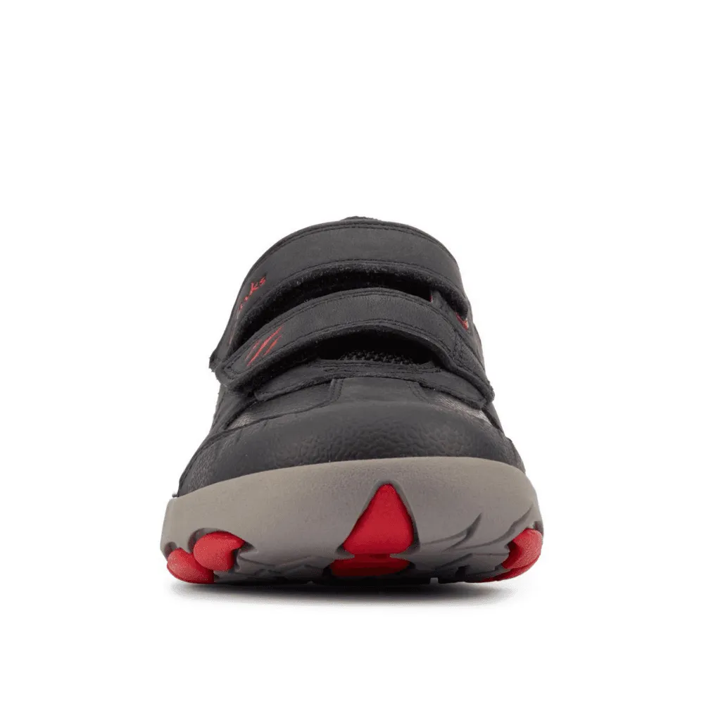 Clarks Boy's Rex Play Navy & Red Leather Shoe