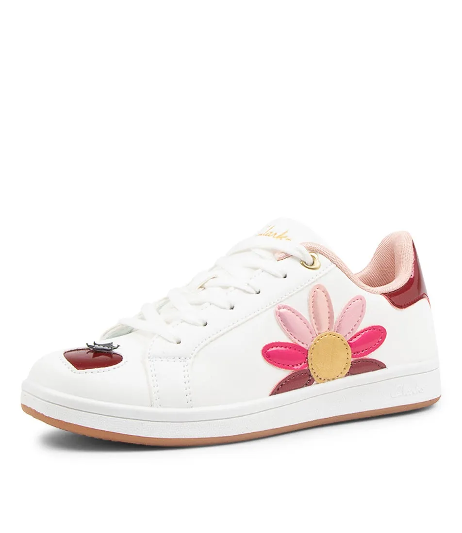 CLARKS Daria Junior White Rhubarb Sneakers