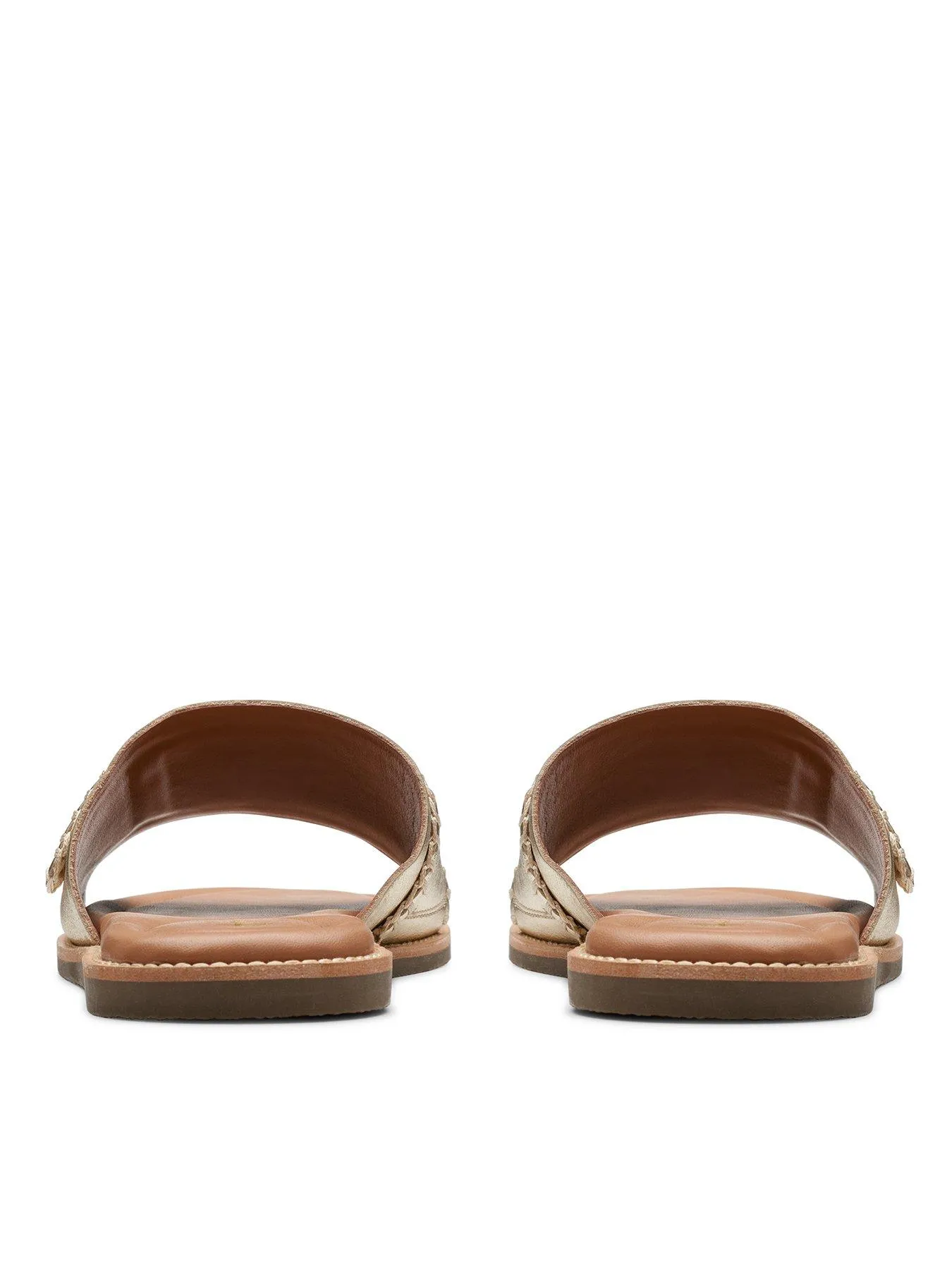 Clarks Maritime Mule Leather Slider Sandals - Champagne