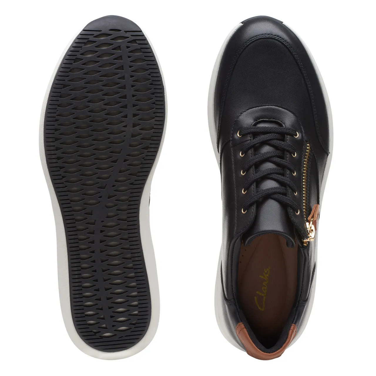 Clarks Un Rio Zip Black Leather 26168018
