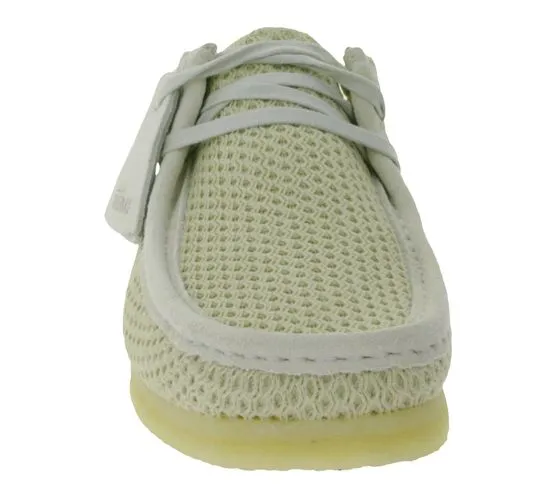 Clarks Wallabee zapatillas de deporte de malla con cordones para hombre con zapatos bajos de cuero auténtico 26175849 beige