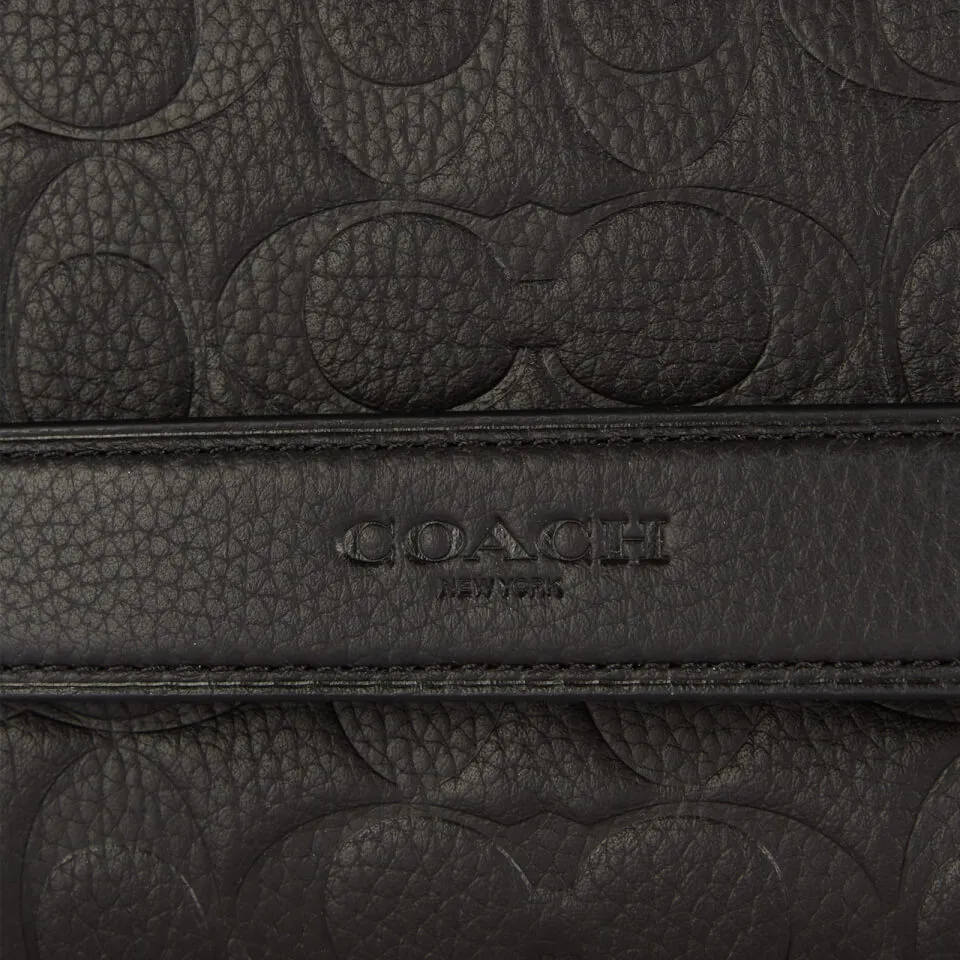 Coach Men's Charter Signature Leather Crossbody Bag - Black | Coggles