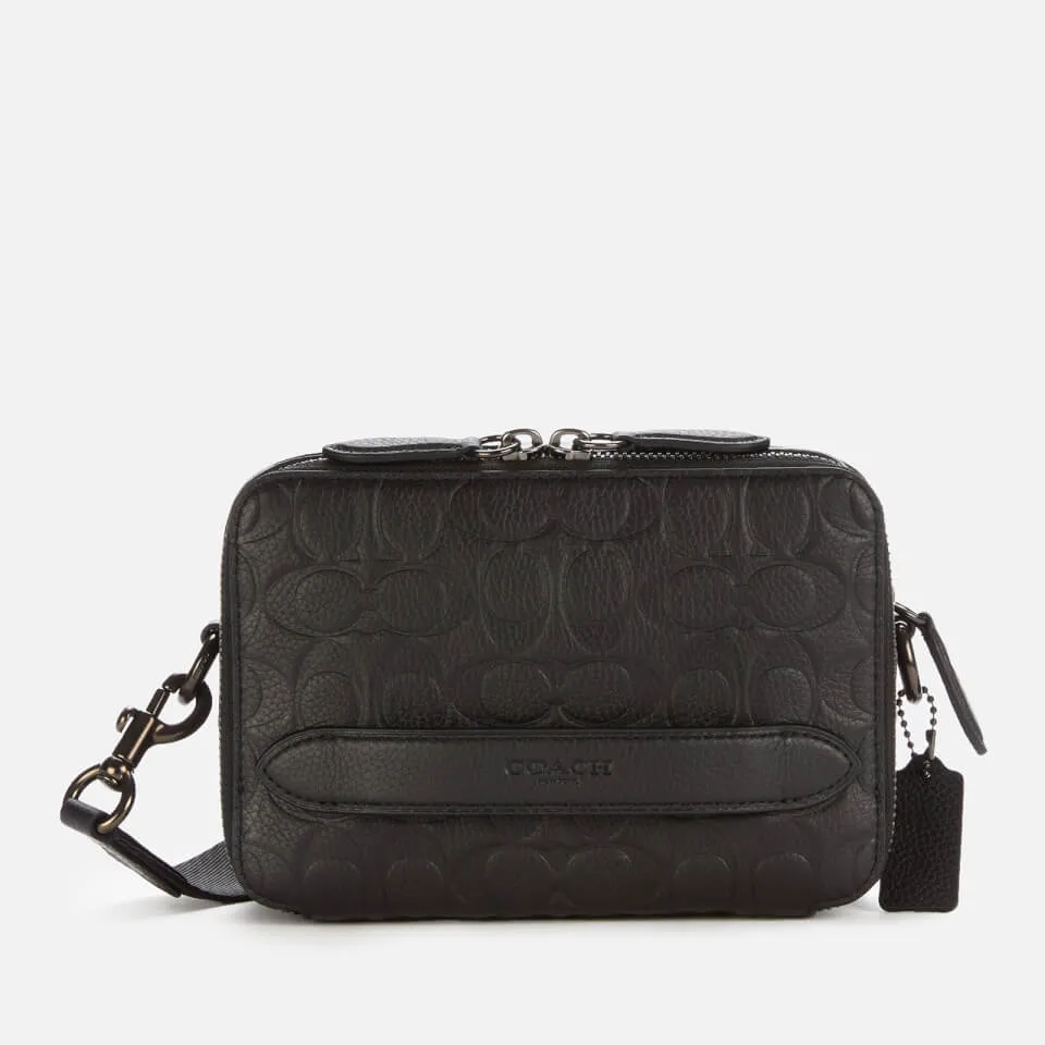 Coach Men's Charter Signature Leather Crossbody Bag - Black | Coggles