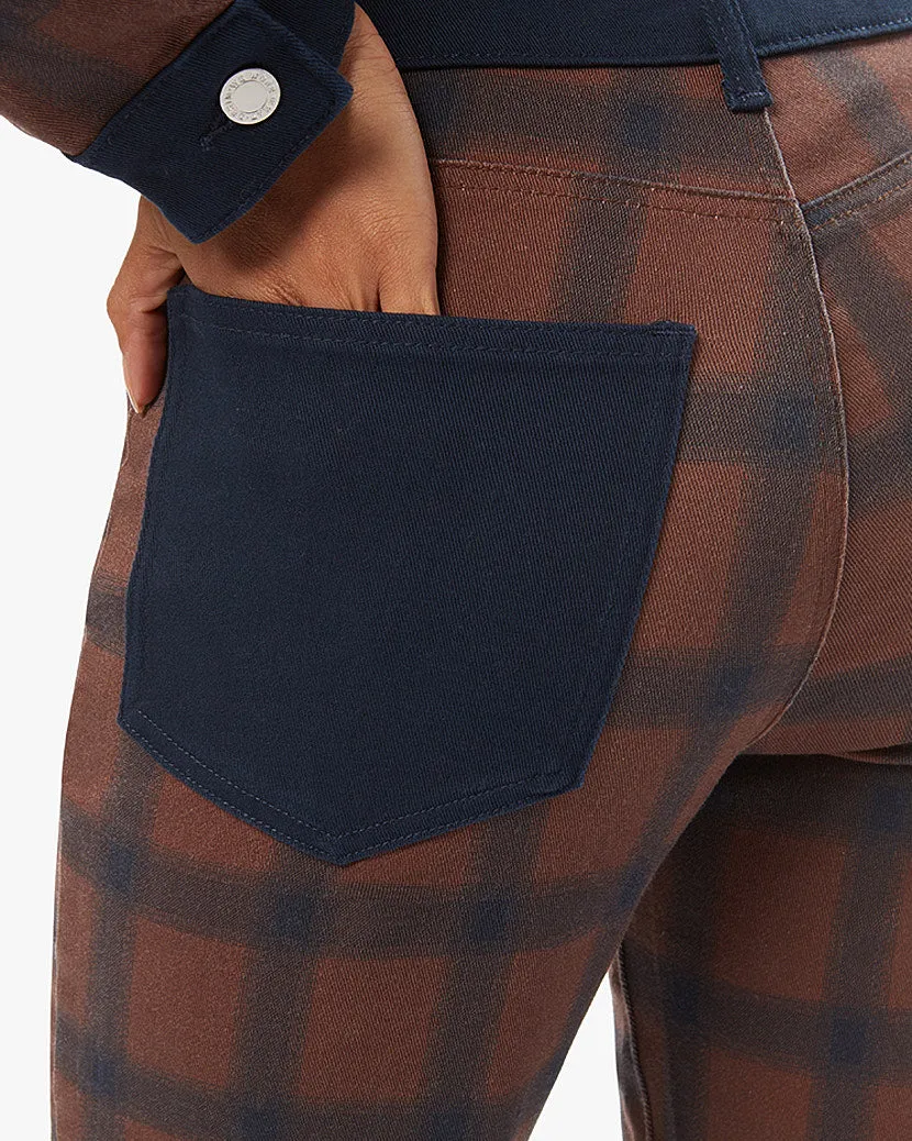 Color Block Modern Plaid Stretch Twill Icon Jeans | Cacao French Navy