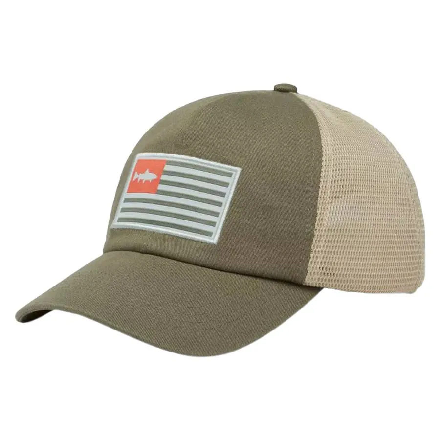 Columbia Men's PFG Fish Star Flag Patch Dad Cap - Stone Green/Chalk - One Size Fits All