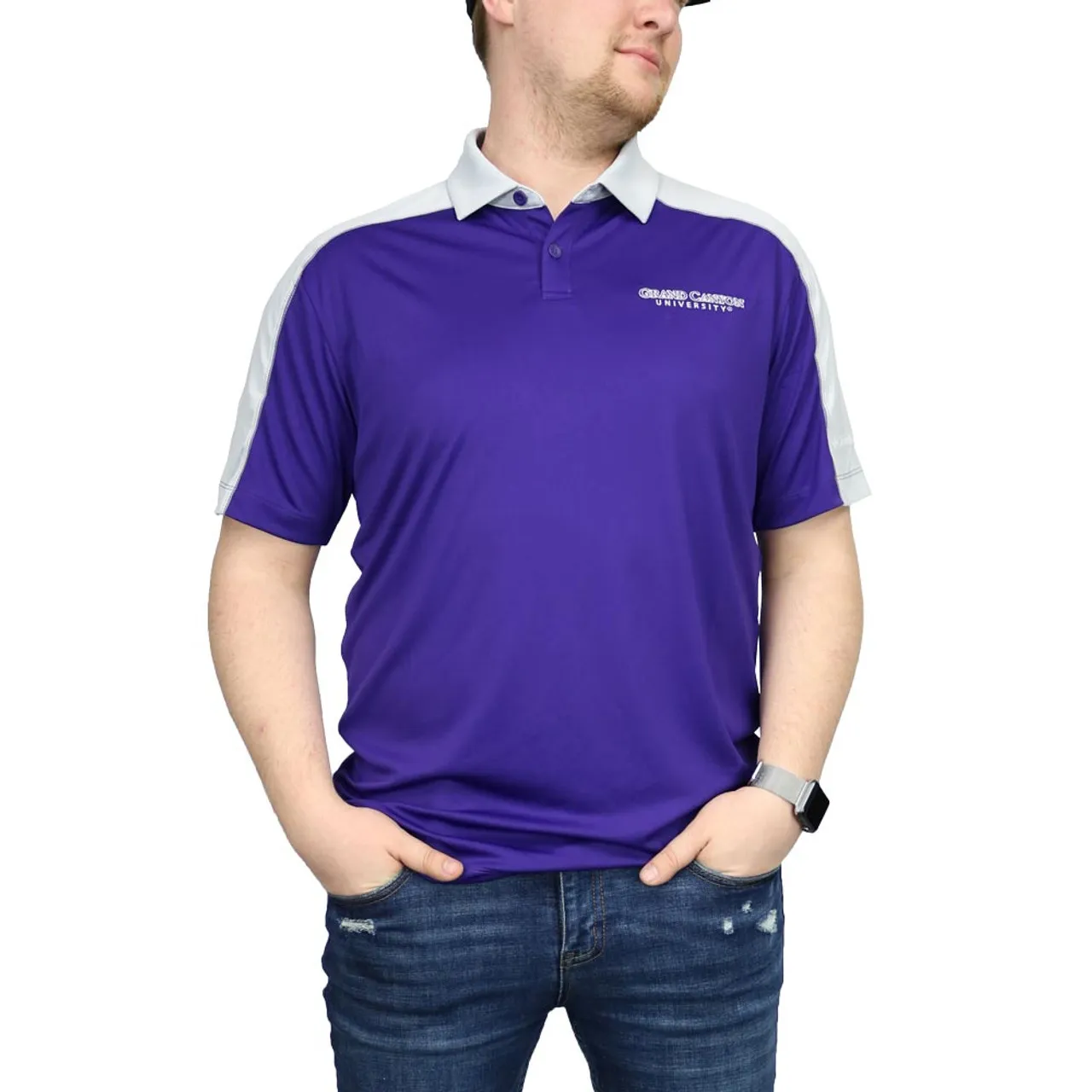 Columbia Men's Purple Gray Shouldered Grand Canyon University Polo