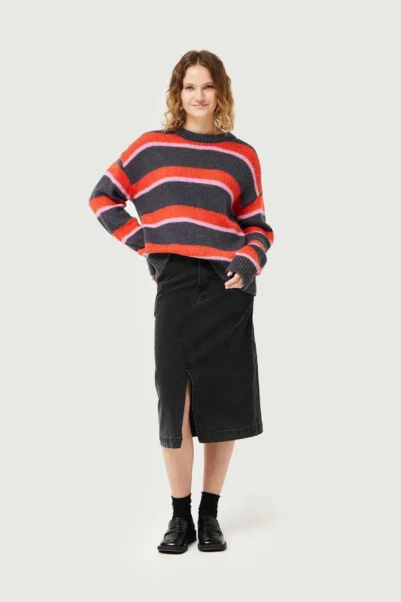 Compania Fantastica Striped Knit Sweater Grey/Orange