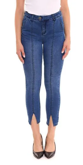 Confezione da 2 pantaloni AjC Jeans da donna slim fit alla caviglia, pantaloni a vita alta con spacco 73958310 blu