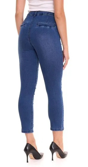 Confezione da 2 pantaloni AjC Jeans da donna slim fit alla caviglia, pantaloni a vita alta con spacco 73958310 blu