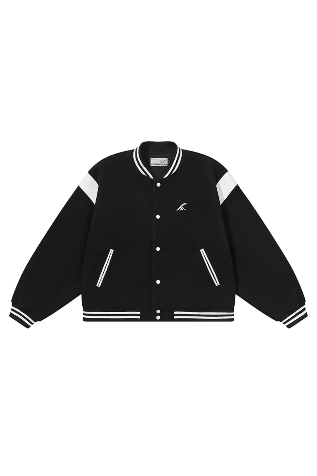 Contrast Stitching Embroidered Varsity Jacket