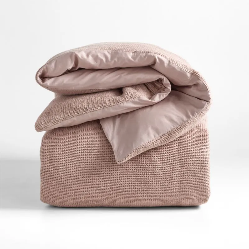Crate&Barrel Scoop Classic Mauve Waffle Weave Organic Cotton Kids Full/Queen Duvet Cover