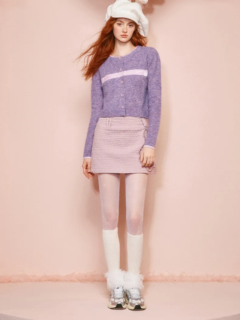 Crew-Neck Retro Wool Short Cardigan Knit