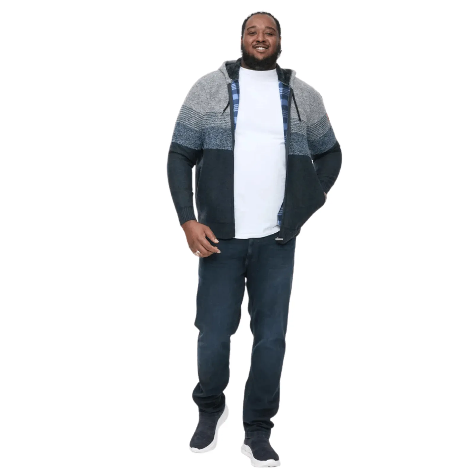 D555 Mens Langar Big & Tall Full Zip Knitted Hooded Jacket