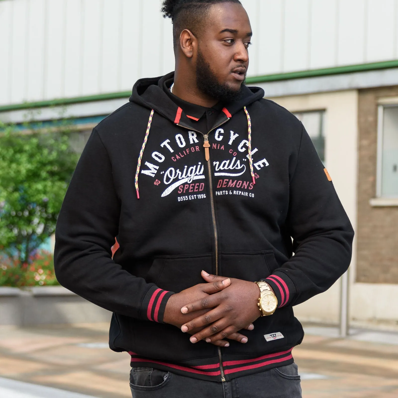 D555 Mens Patrick Big & Tall Full Zip Hoodie - Black