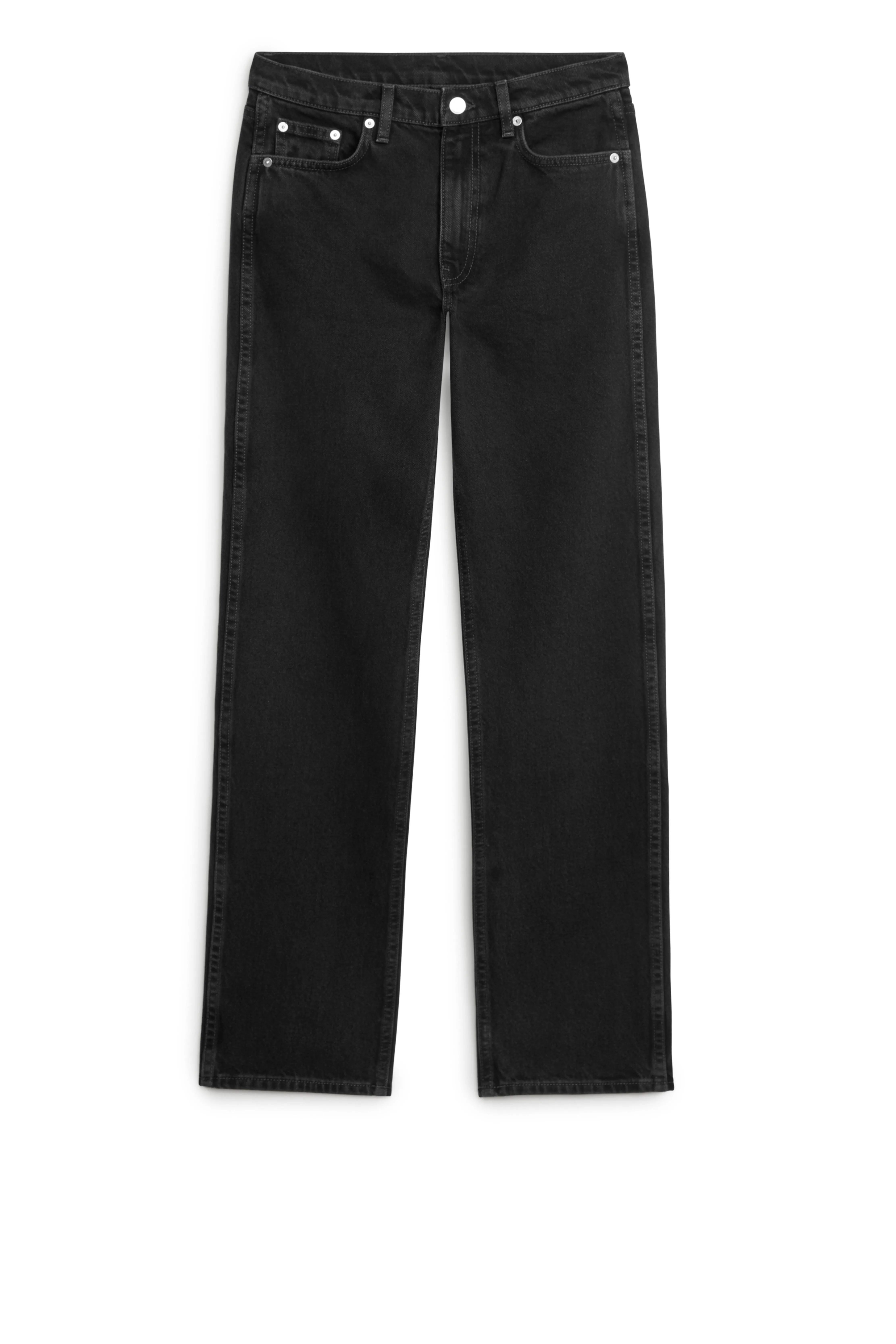 DAHLIA Straight Jeans - Regular waist - Long - Washed Black - Ladies | H&M GB