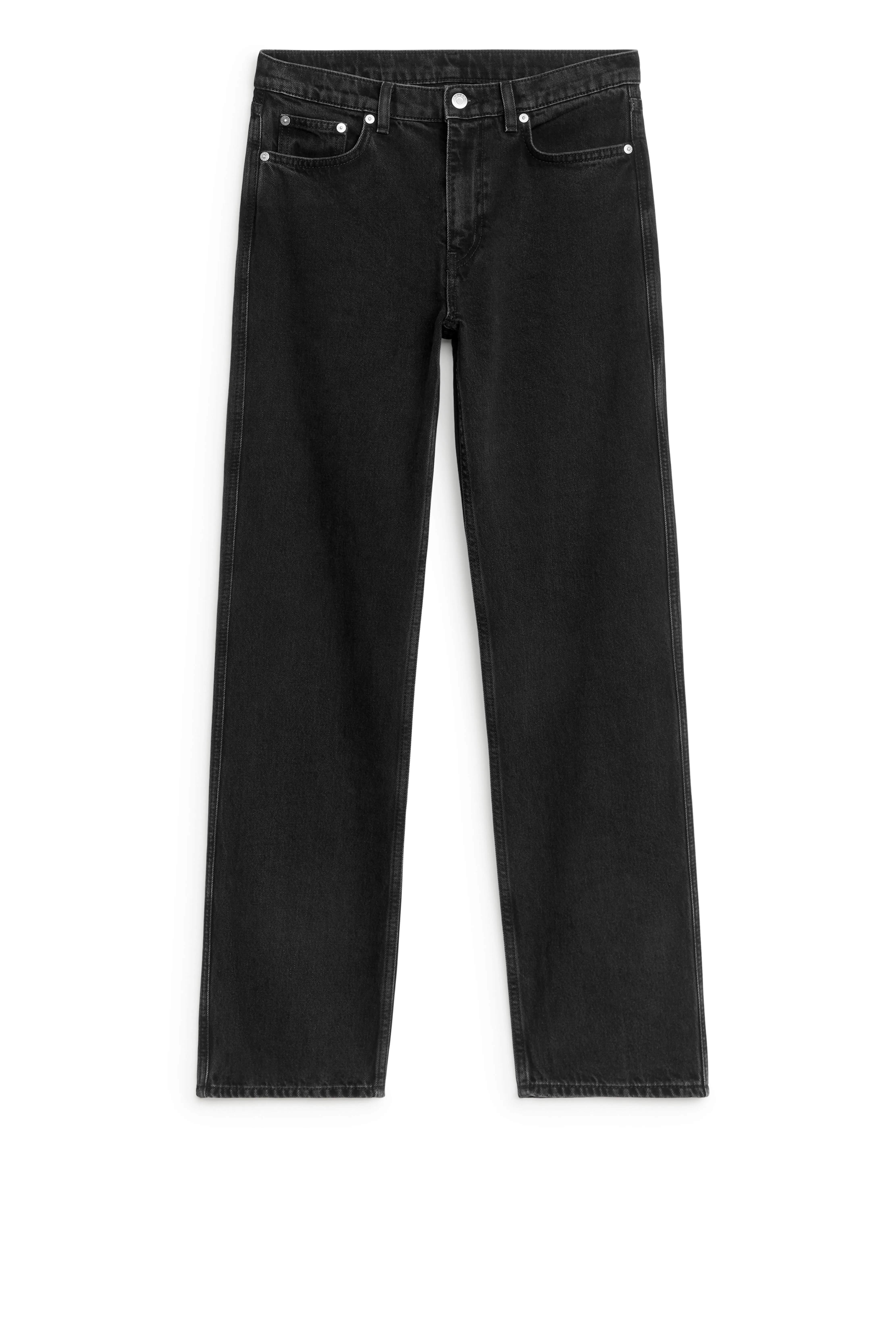 DAHLIA Straight Jeans - Regular waist - Long - Washed Black - Ladies | H&M GB