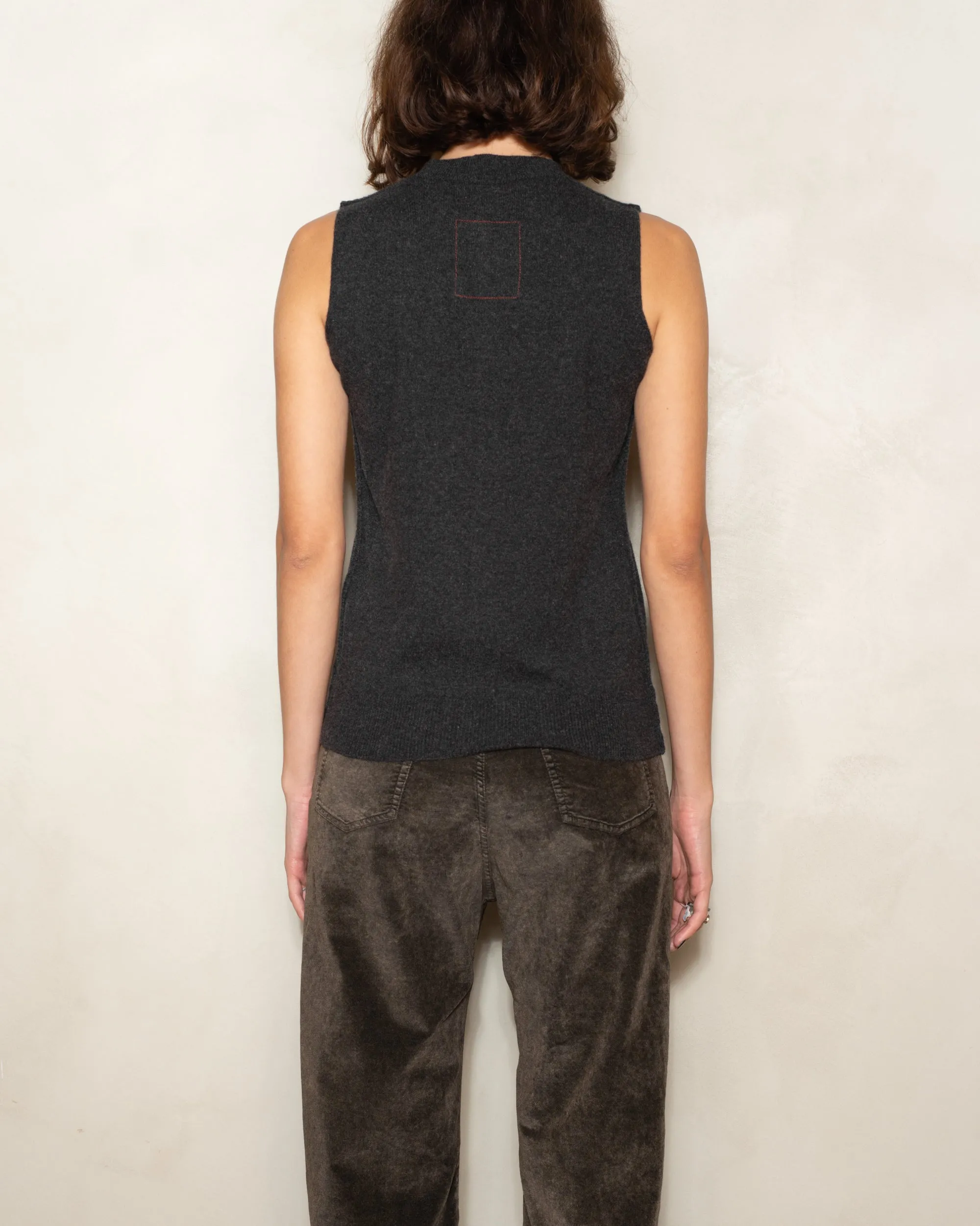 Dark Grey Sleeveless Knit Top