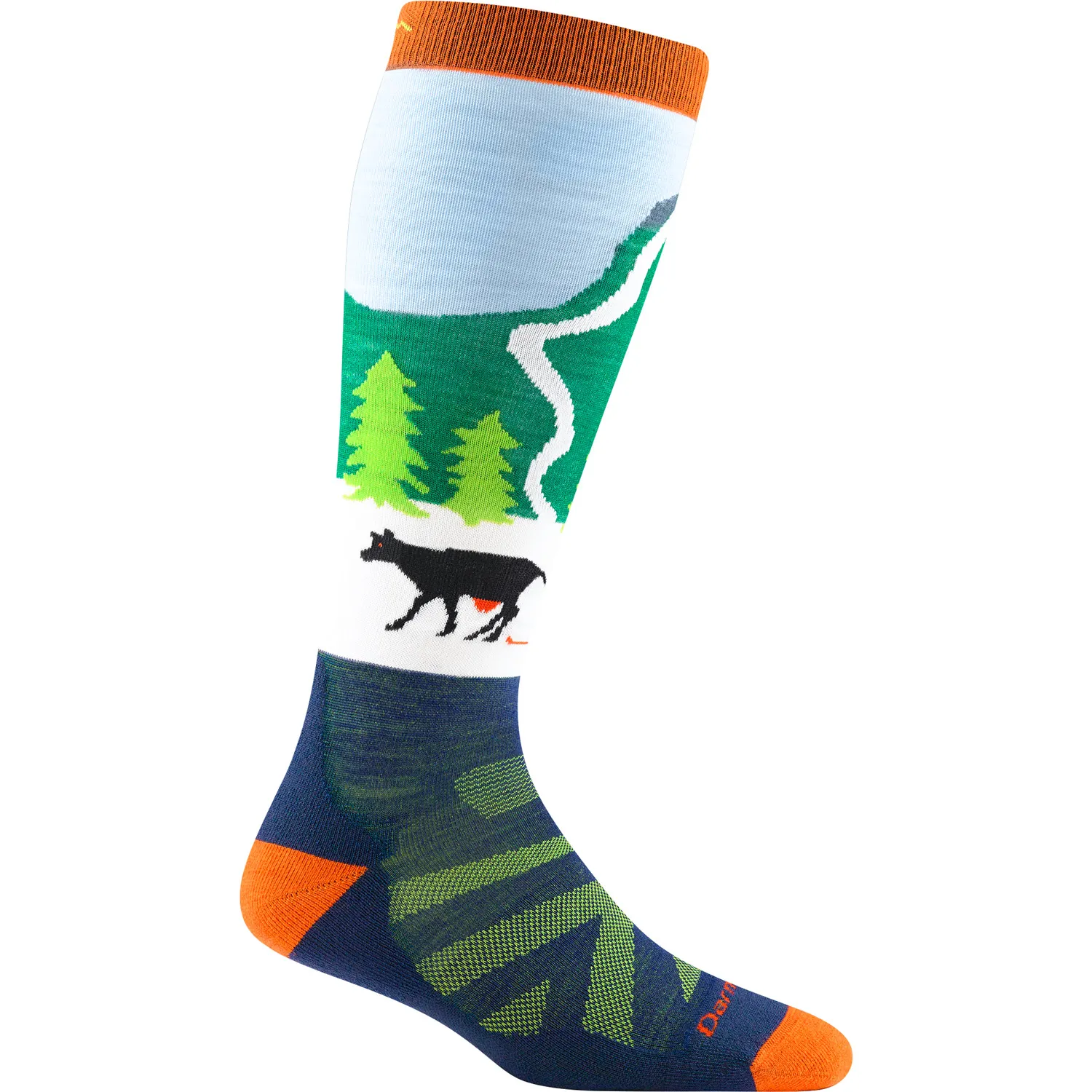 Darn Tough Kids Pow Cow Over-the-Calf Midweight Ski & Snowboard Sock