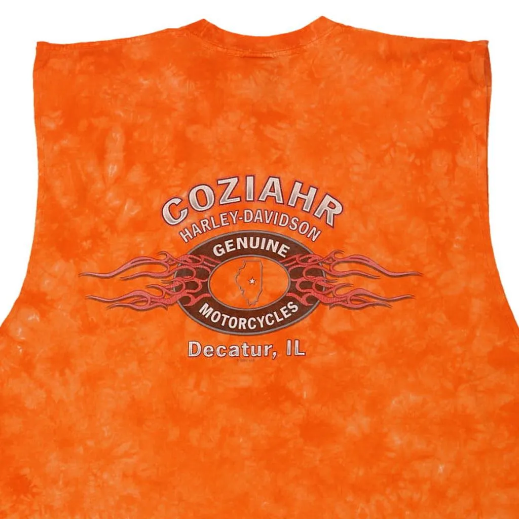 Decatur, Illinois Harley Davidson Graphic Vest - XL Orange Cotton