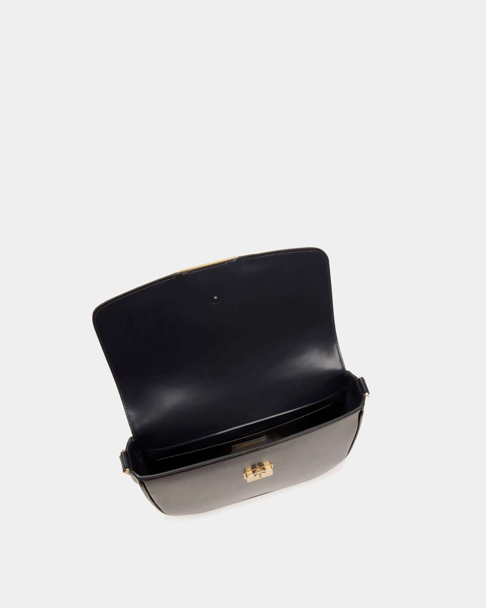 Deco Crossbody Bag in Navy Blue Brushed Leather