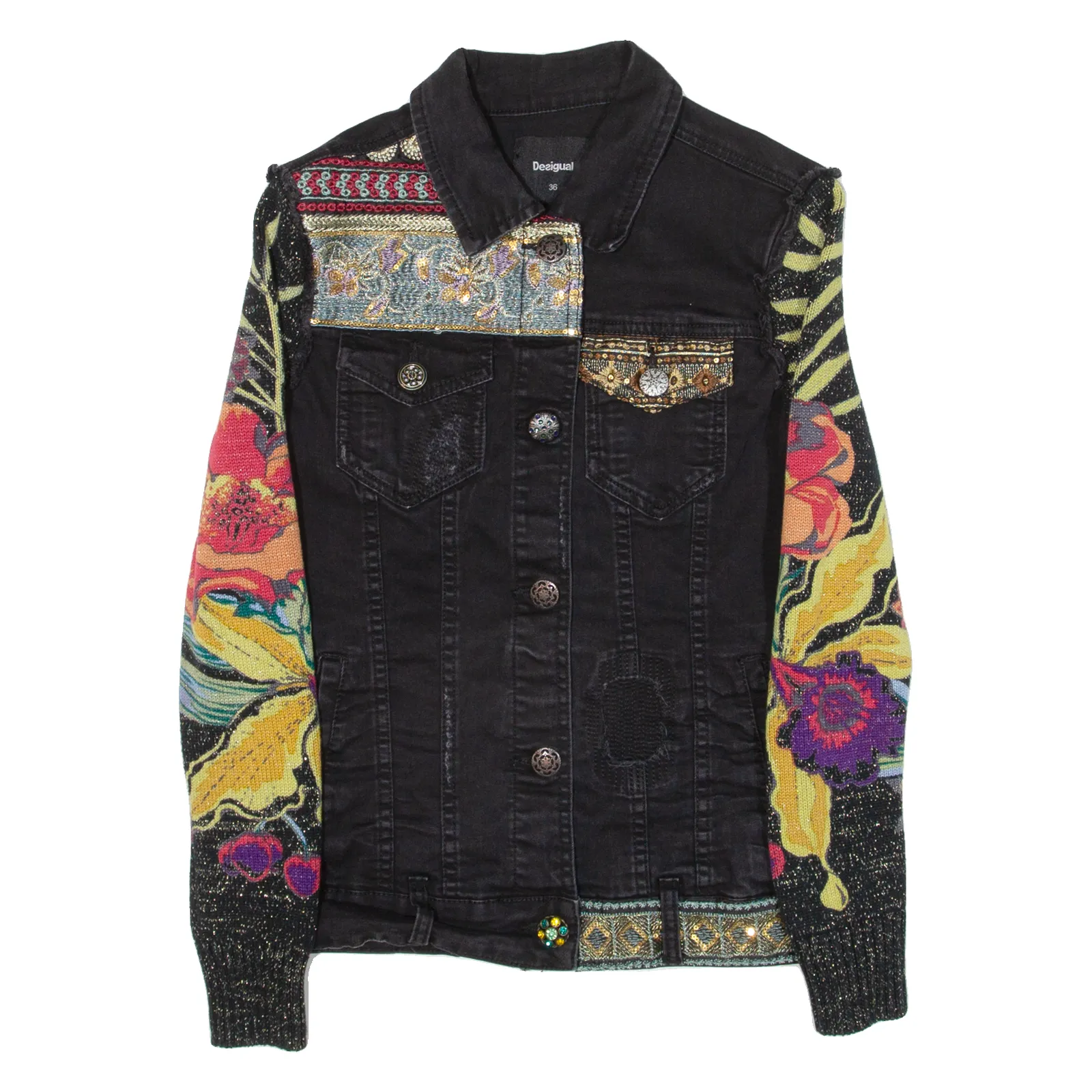 DESIGUAL Womens Denim Jacket Black S