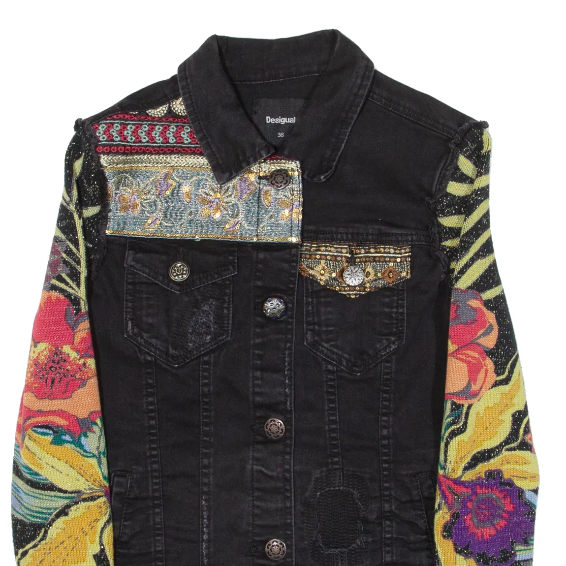 DESIGUAL Womens Denim Jacket Black S