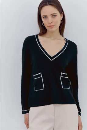 Devernois ALL-BLACKS TWO TONE CASHMERE BLEND SWEATER