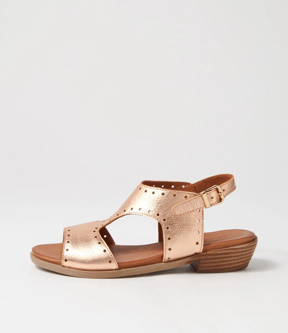 DIANA FERRARI Bija Rose Gold Leather Sandals