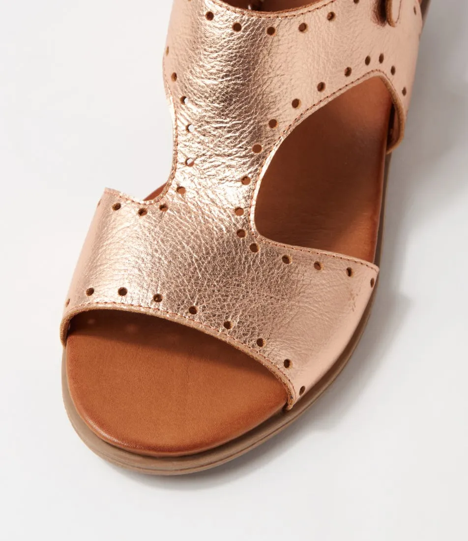 DIANA FERRARI Bija Rose Gold Leather Sandals