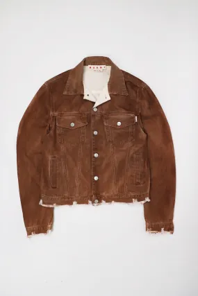 Distressed Denim Jacket - Brown Garment Dye