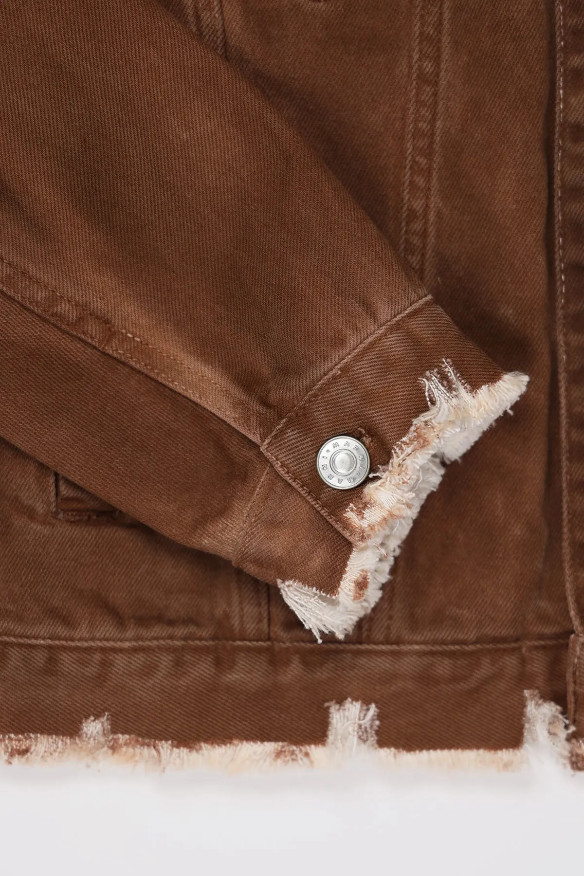 Distressed Denim Jacket - Brown Garment Dye