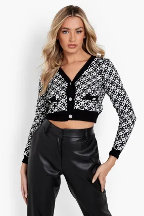 Ditsy Floral Rhinestone Button Cardigan