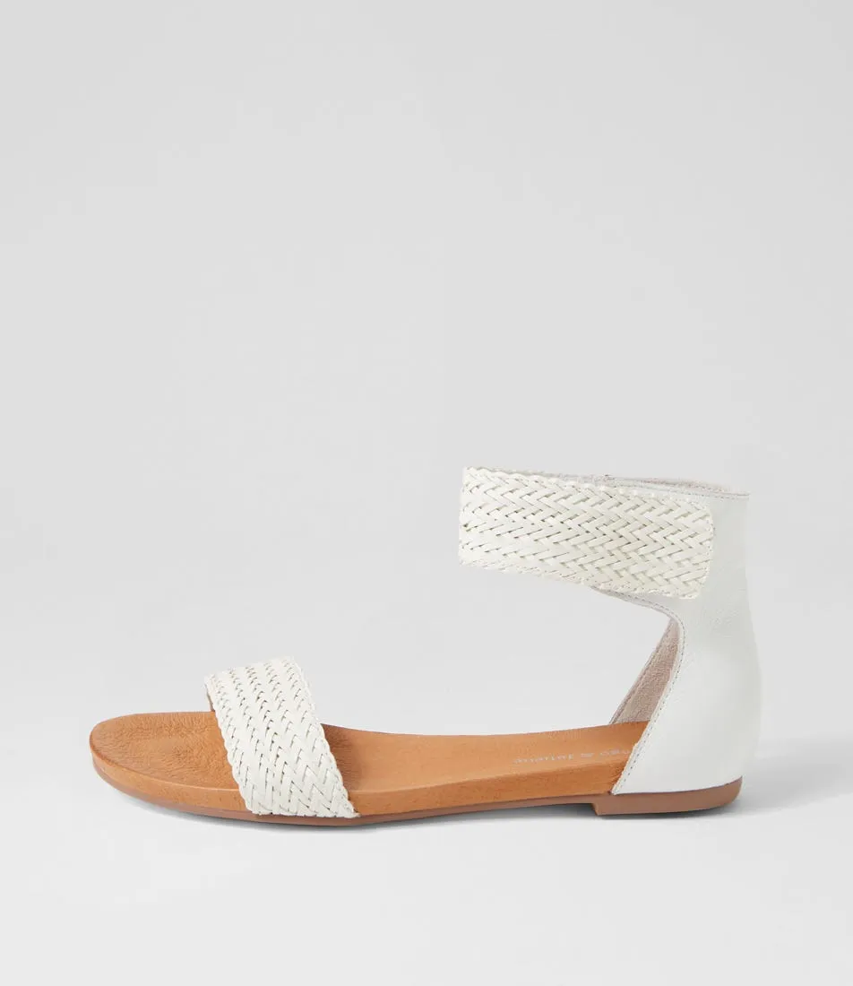 DJANGO & JULIETTE Jellan White Weave Leather Sandals