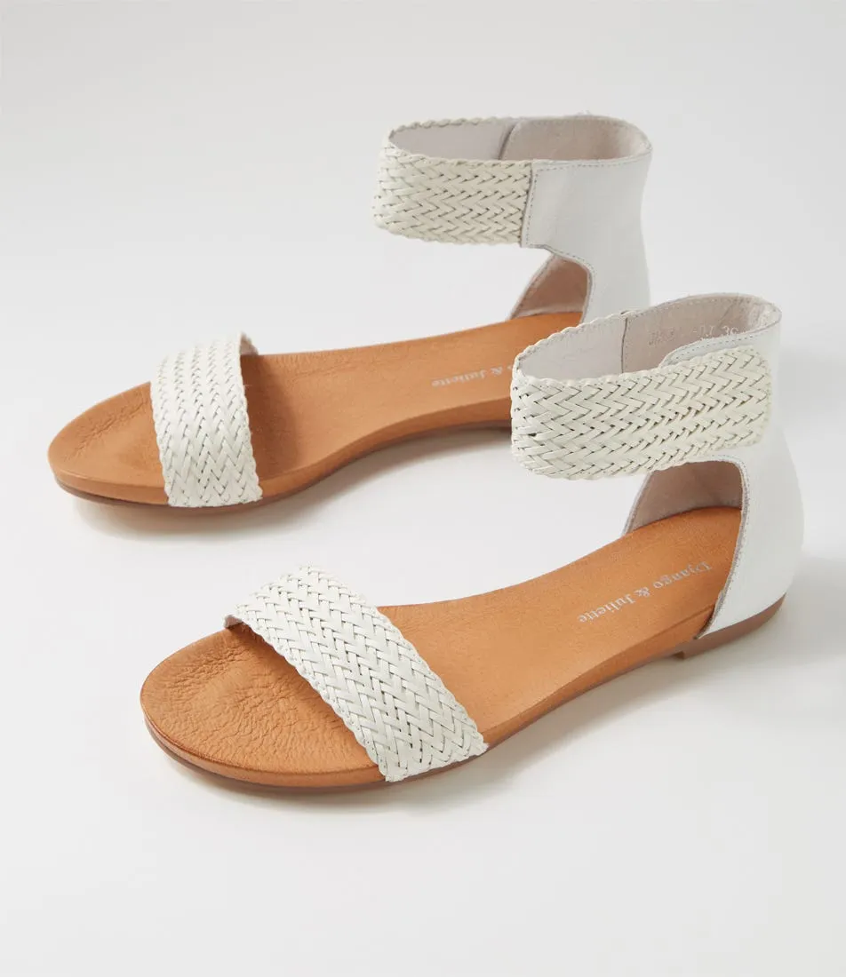 DJANGO & JULIETTE Jellan White Weave Leather Sandals