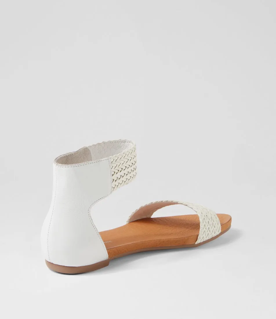 DJANGO & JULIETTE Jellan White Weave Leather Sandals