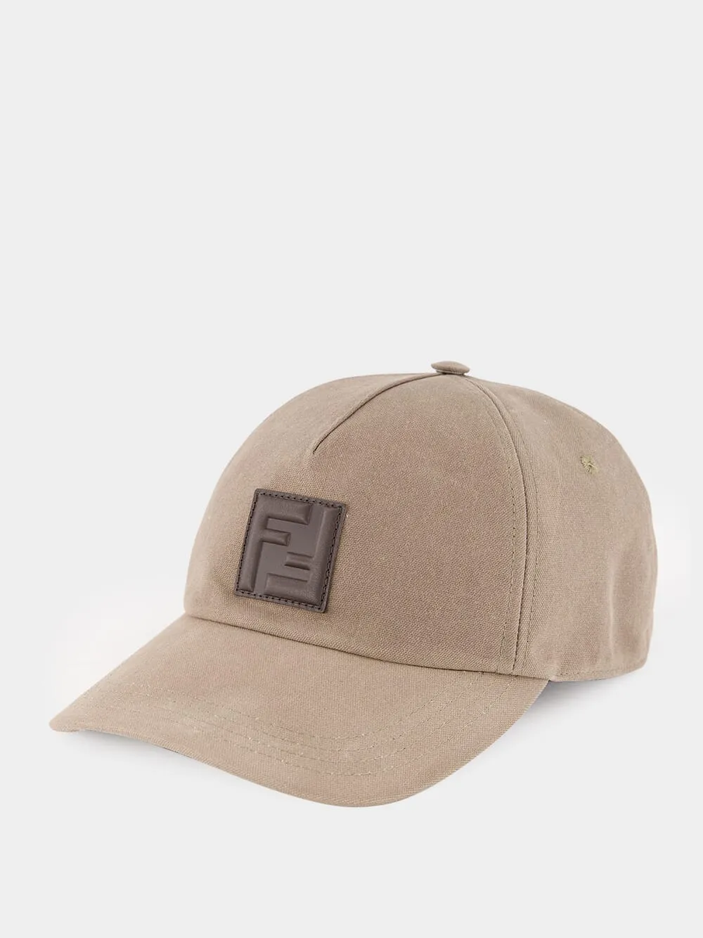 Dove Grey Cotton Baseball Cap with Leather Patch
