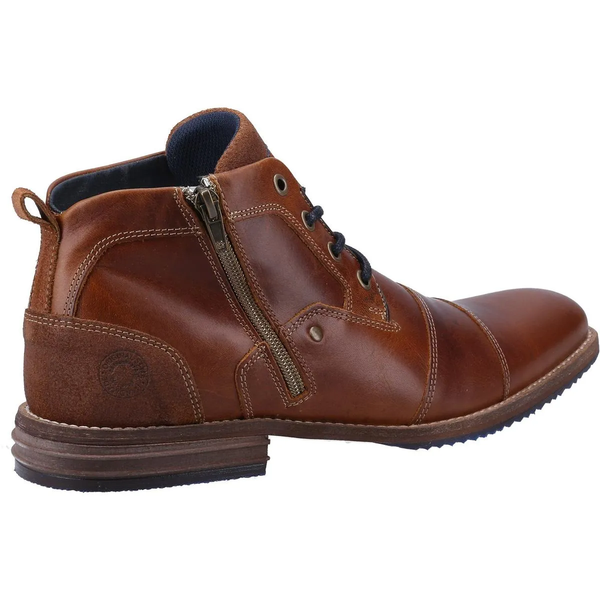 Dune Captains Double Toe Cap Detail Leather Boots Tan Leather